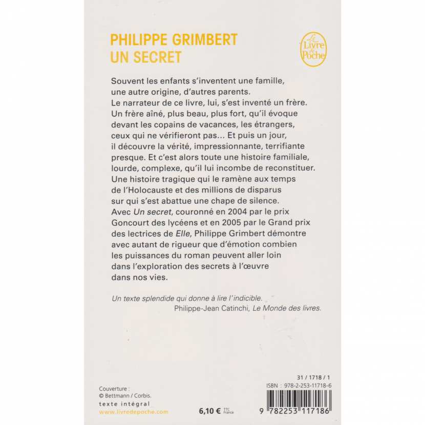GRIMBERT Philippe – Un secret – Le livre de poche